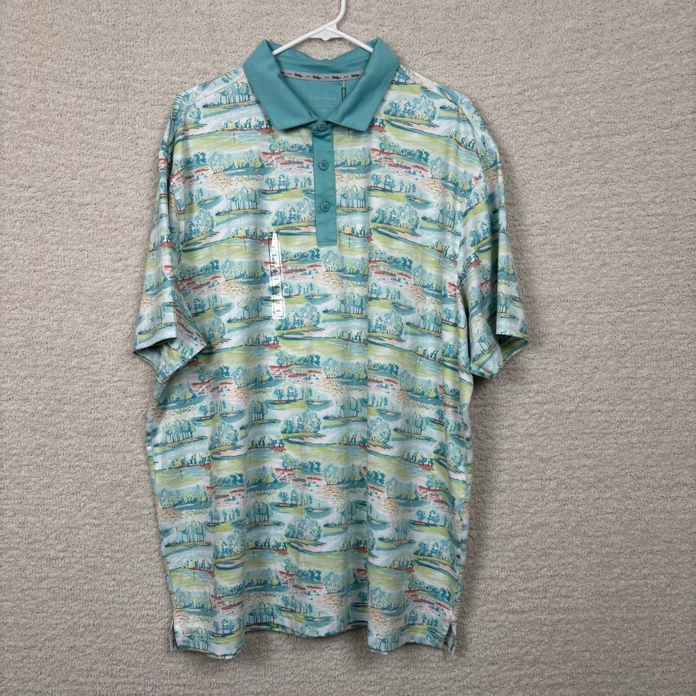 Walter Hagen Shirt Mens XXL Blue White Clubhouse Country‎ Club Golf Wicking Polo
